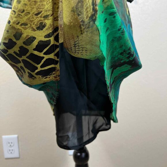 Romeo and Juliet couture green snake print colorful dress sz S boho hippie retro - Picture 8 of 16